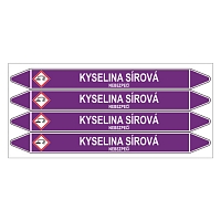 Značení potrubí, kyselina sírová,4 ks, 250 × 26 mm